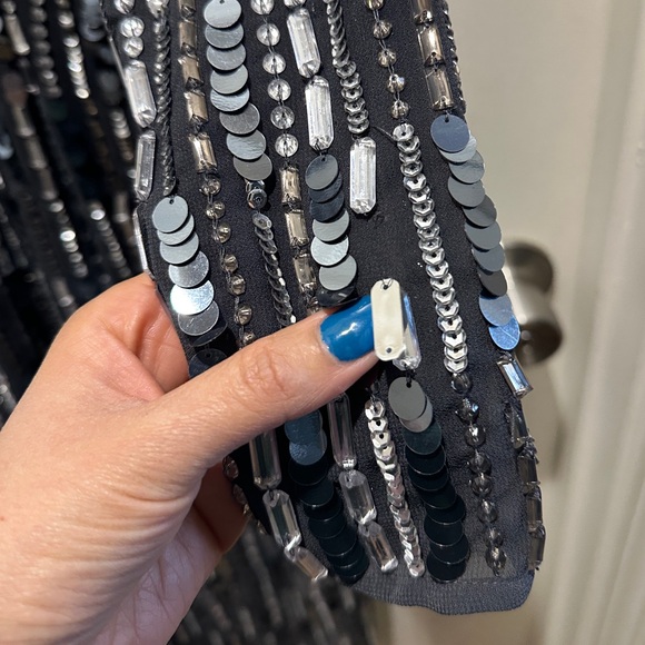 MAC DUGGAL Dress Size 4 Evening Gown Sequin Beaded Midi Gray NEW Flaw - Picture 11 of 13